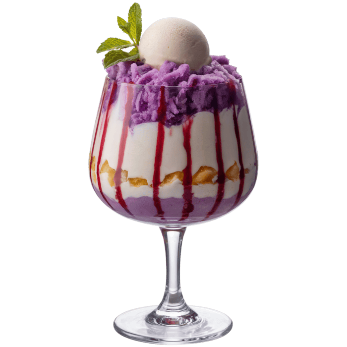 elegant halo halo dessert glass on white background for refreshing summer treats png